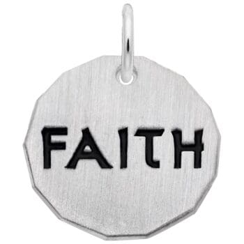 Diamond-shaped sterling silver faith charm tag