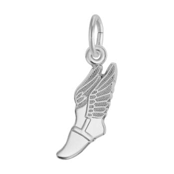 Sterling silver winged shoe charm with detailed wings