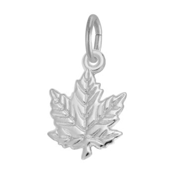 Sterling silver charm shaped like a detailed maple leaf