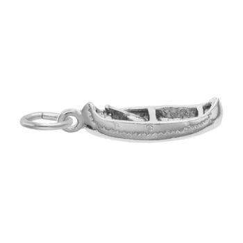 Sterling silver canoe-shaped charm with polished finish