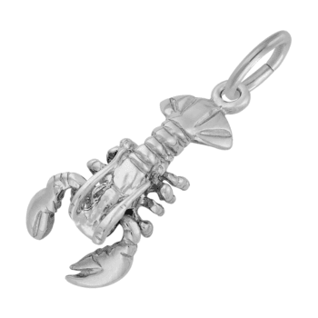 Sterling silver lobster charm featuring moveable claws