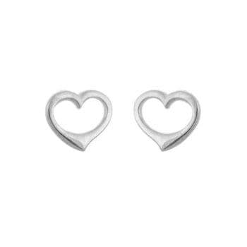 Open Hearts 8mm sterling silver rhodium plated post earrings