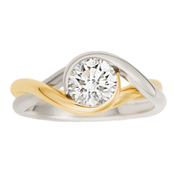 Round Diamond Embrace Engagement Ring in Two-Tone 18K Yellow Gold & Platinum