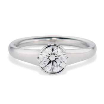 1.01ct Round Partial Bezel Diamond Solitaire Ring in Platinum
