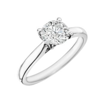 Round Diamond Solitaire Engagement Ring in 14K White Gold