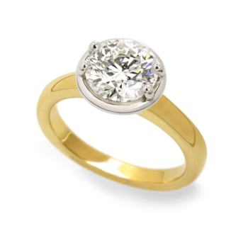 Round Diamond Engagement Ring in 18K Yellow Gold and Platinum
