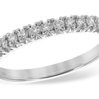Round Diamond Half-Way Wedding Band in 14K White Gold