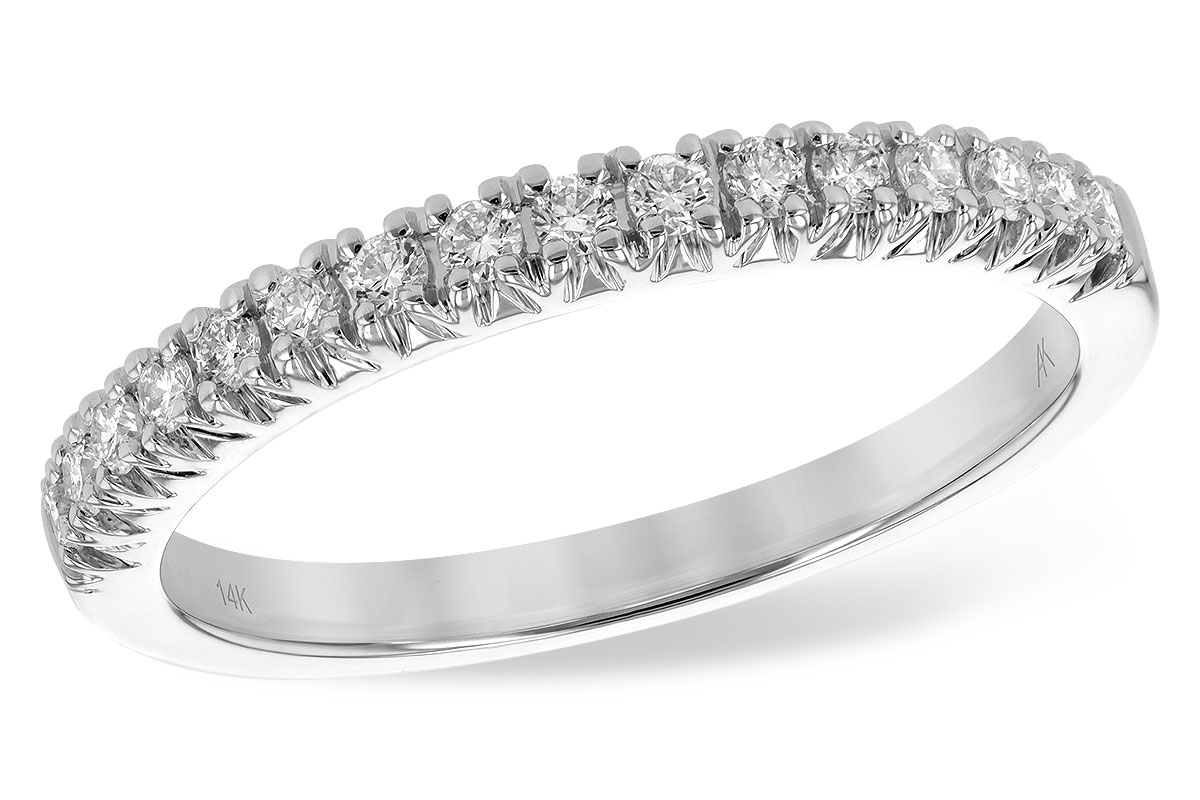 Round Diamond Half-Way Wedding Band in 14K White Gold