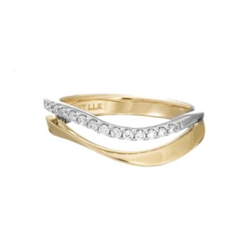 Diamond Double Row Wave Ring in 14K Two Tone Gold with round diamonds set in a flowing wave design