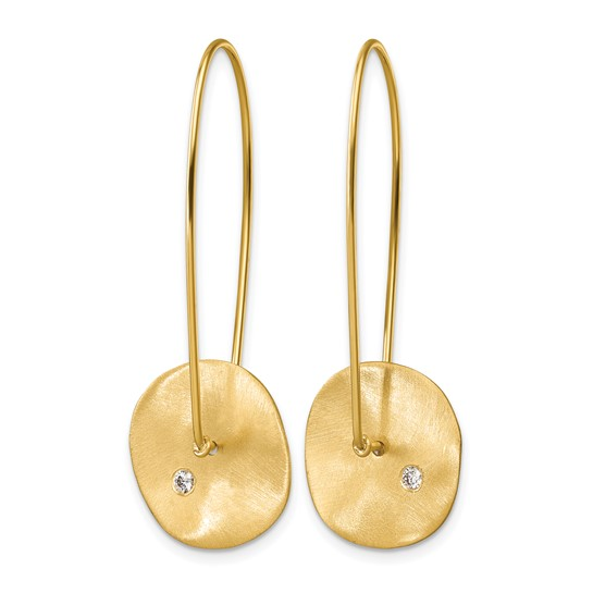 Pair of 14K yellow gold round diamond earrings with French wire backs