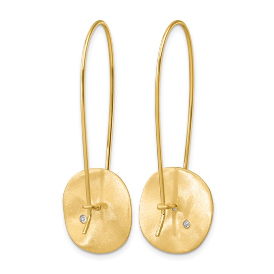 Pair of 14K yellow gold round diamond earrings with French wire backs