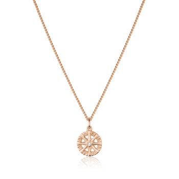Compass Rose Pendant in 14K Rose Gold with Diamond