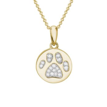 Cable necklace in 14K yellow gold with 18 bead-set round diamonds