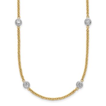 18K two-tone cable necklace with eight bezel set round diamonds
