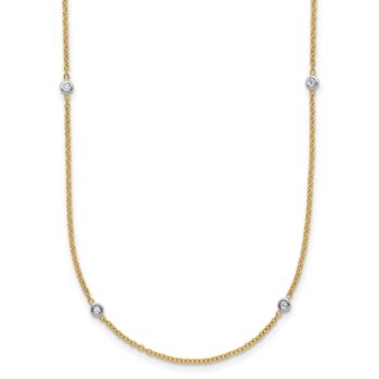 Cable Diamond Necklace featuring bezel-set round diamonds in 18K two tone gold