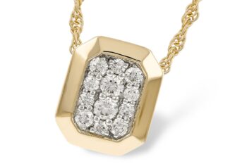 Round diamond pavé pendant necklace in 14K two tone gold with twelve round diamonds