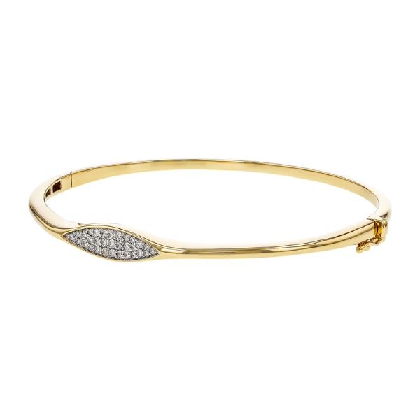 Round diamond pavé bangle bracelet in 14K yellow gold, showcasing delicate sparkle