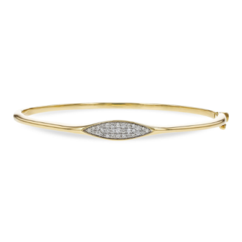 Round diamond pavé bangle bracelet in 14K yellow gold, showcasing delicate sparkle