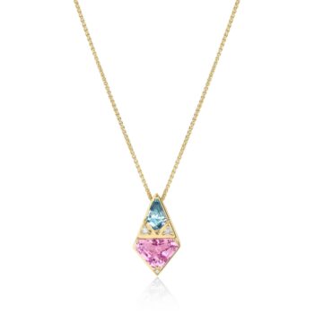 Geo colored gemstone pendant necklace with fine craftsmanship