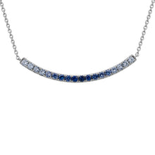 Ombre Blue Sapphire Necklace featuring a round blue ombre sapphire gem on 14K white gold cable chain