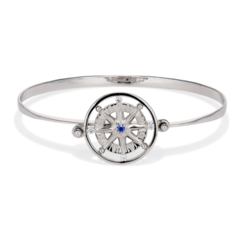 Sapphire and diamond Compass Rose spin bracelet in 14K white gold