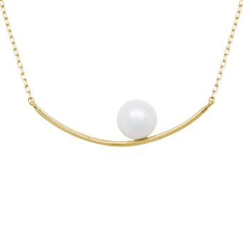 Fresh water pearl necklace with 8mm pearls on a 14K yellow gold rectangular cable chain