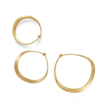 Curvy hoop earrings in warm 14K yellow gold with a gently flowing silhouette