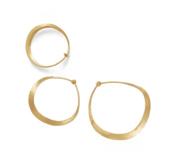 Curvy hoop earrings in warm 14K yellow gold with a gently flowing silhouette