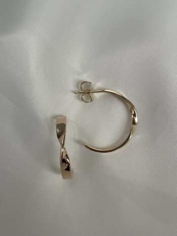 14K yellow gold twisted hoop earrings with subtle twisted design