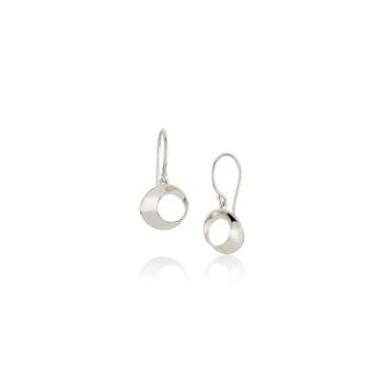 Small Möbius Twist earrings with French wire dangle in 14K white gold