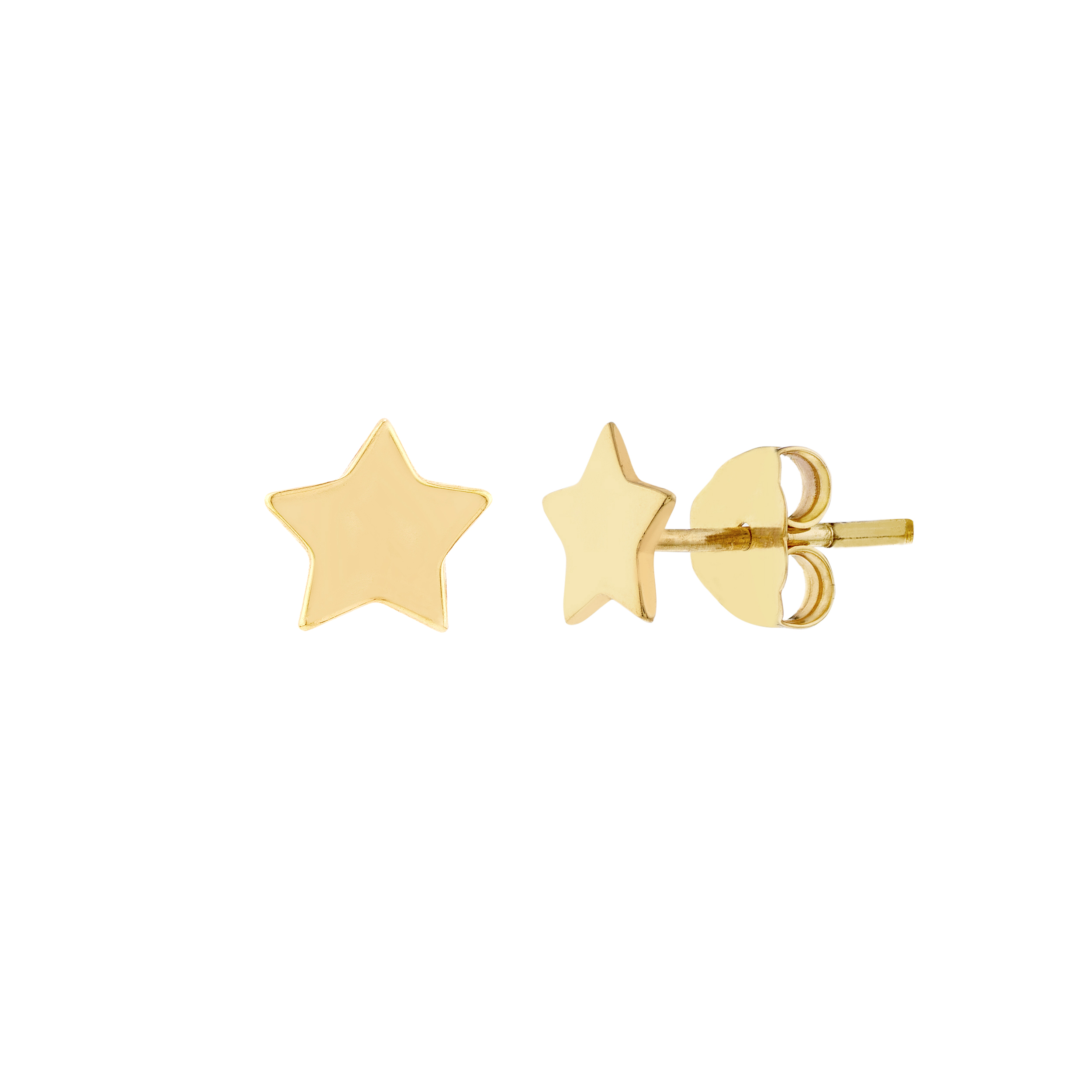 Pair of 14K yellow gold classic stud earrings with polished finish