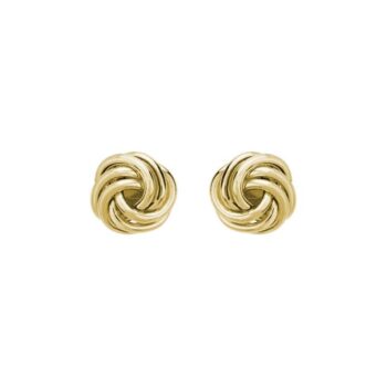 Pair of 14K yellow gold classic stud earrings with a warm golden finish