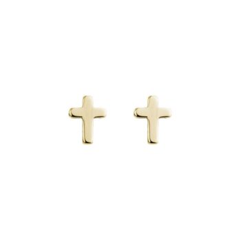Pair of classic 14K yellow gold stud earrings with smooth finish