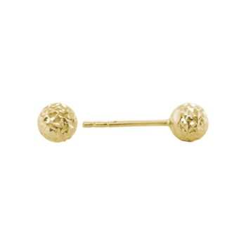14K yellow gold hammered hollow disco ball stud earrings with textured surface