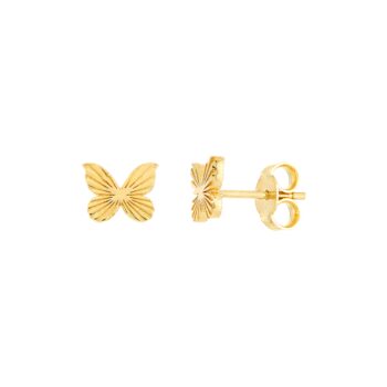 Pair of 14K yellow gold stud earrings with simple classic design