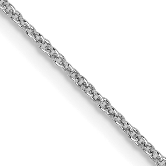 14K white gold cable link chain necklace, 18 inches long