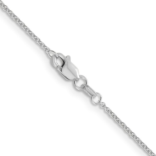 14K white gold cable link chain necklace, 18 inches long