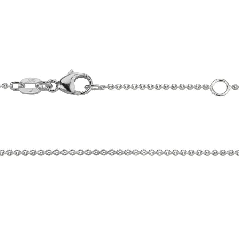 14K white gold adjustable cable link chain necklace, 16 to 18 inches
