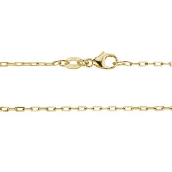 14K yellow gold oval link diamond cut chain 16 inch necklace