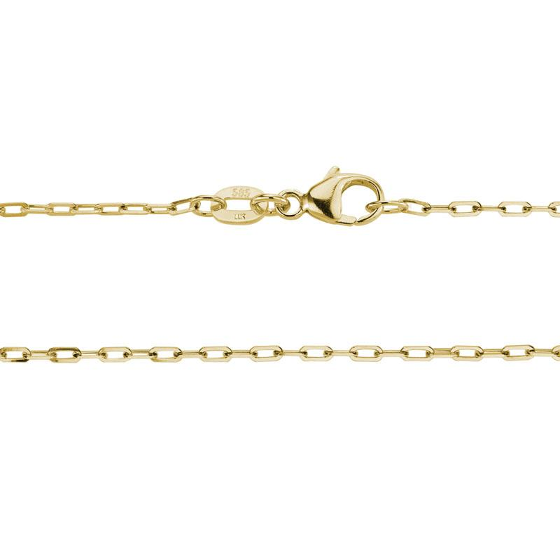 14K yellow gold oval link diamond cut chain 16 inch necklace