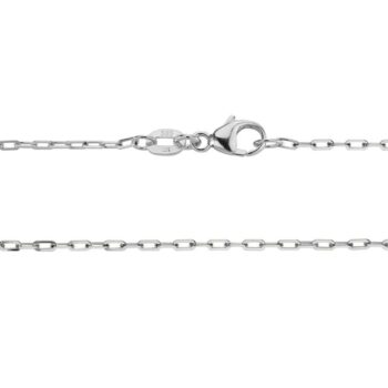 Diamond cut oval chain necklace in 14K white gold, 18 inches long