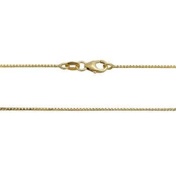 16 inch diamond cut box chain necklace in 14K yellow gold with faceted links