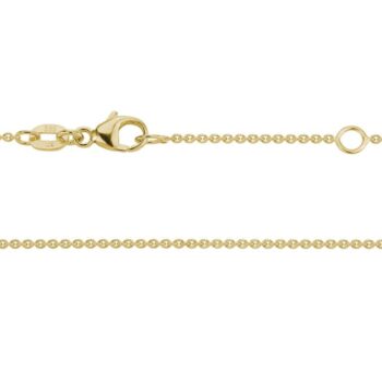 14K yellow gold adjustable cable link chain necklace displayed against a neutral background