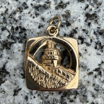Light House pendant crafted in 14K yellow gold with smooth polished finish