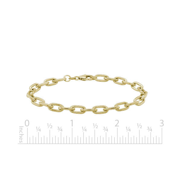 Oval link bracelet in 14K yellow gold featuring a 6.75 carat center gemstone