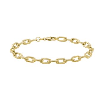 Oval link bracelet in 14K yellow gold featuring a 6.75 carat center gemstone