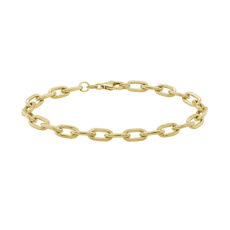 Oval link bracelet in 14K yellow gold featuring a 6.75 carat center gemstone