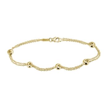 Double cable bracelet in polished 14K yellow gold, 7.25 inch length