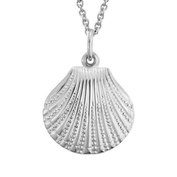 Sterling silver seashell pendant necklace with adjustable cable chain