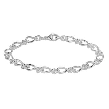 Sterling silver Figaro chain bracelet with polished finish and classic link pattern
